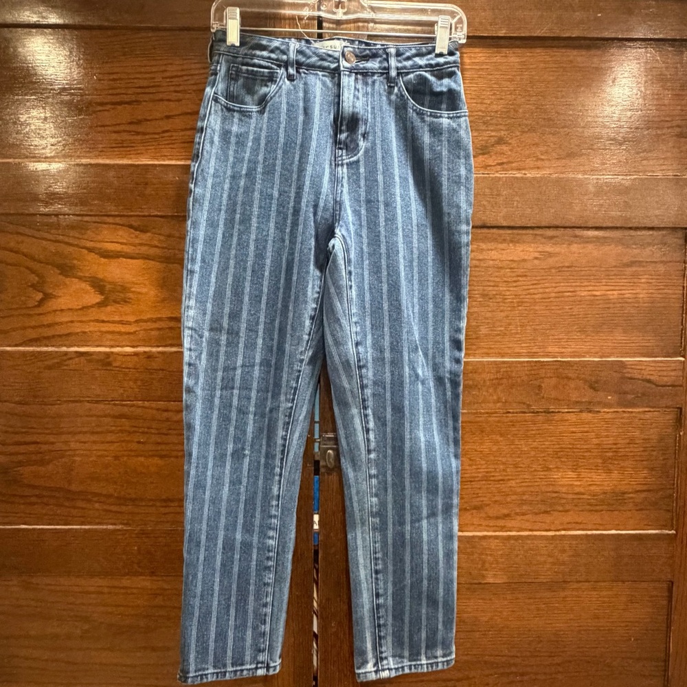 Pacsun LA 25 Blue chalk pinstripe Straight Leg mom jeans denim 100% cotton pants
